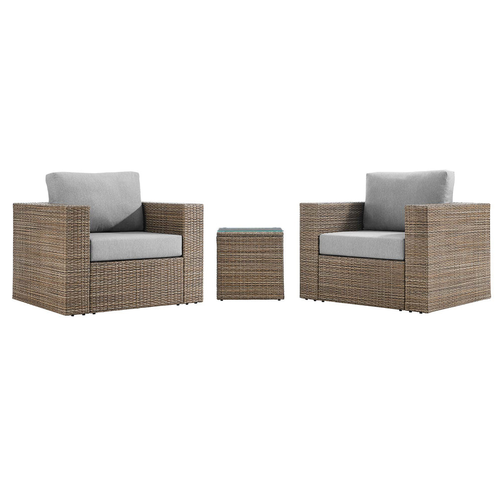 Convene 3-Piece Outdoor Patio Furniture Set - Cappuccino Gray