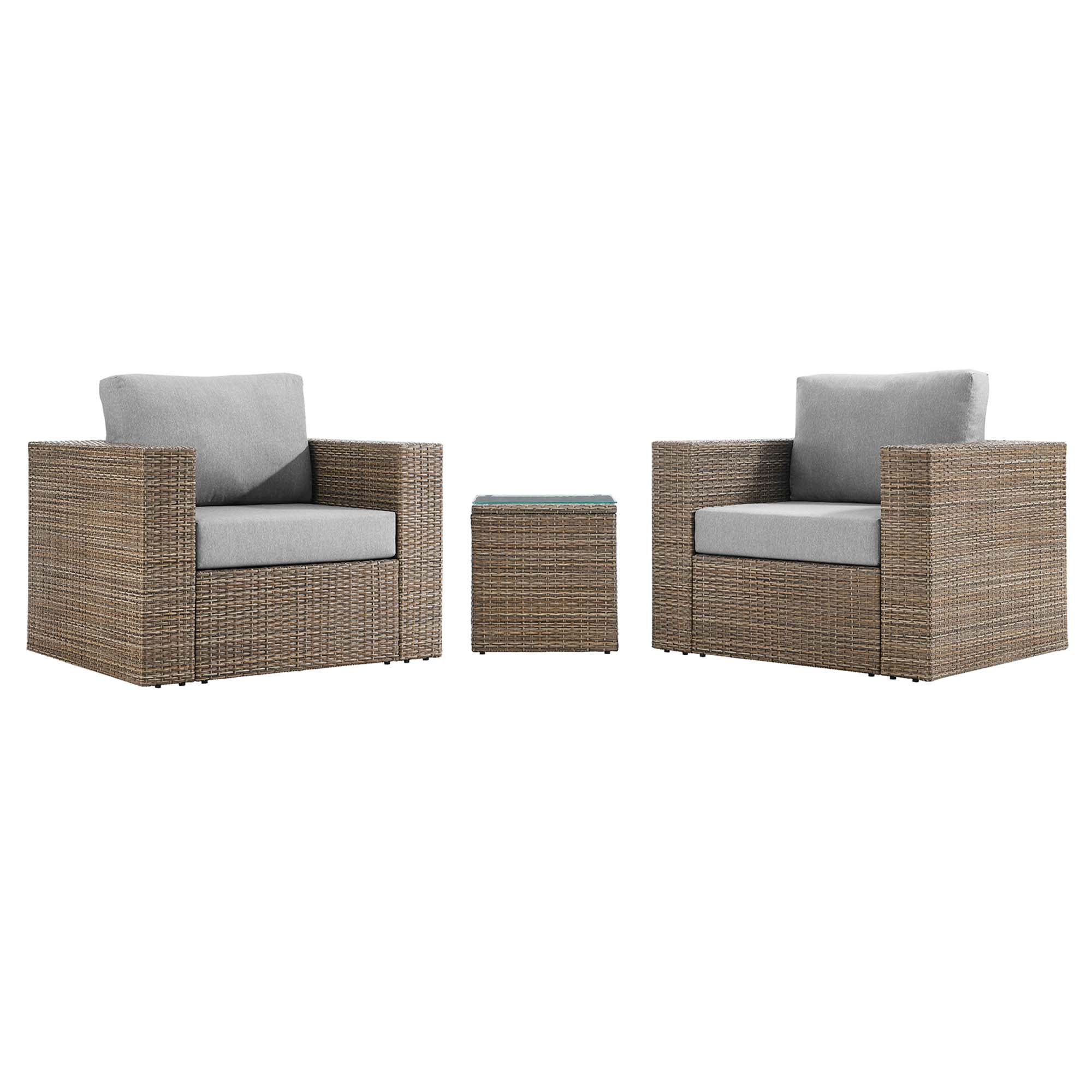 Convene 3-Piece Outdoor Patio Furniture Set - Cappuccino Gray