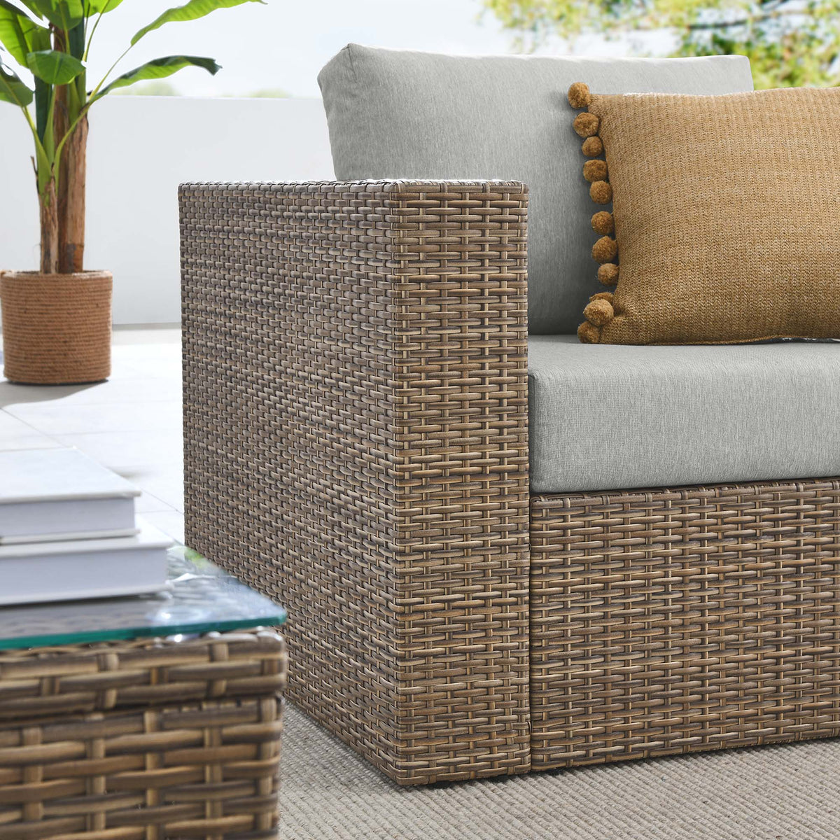 Convene 3-Piece Outdoor Patio Furniture Set - Cappuccino Gray
