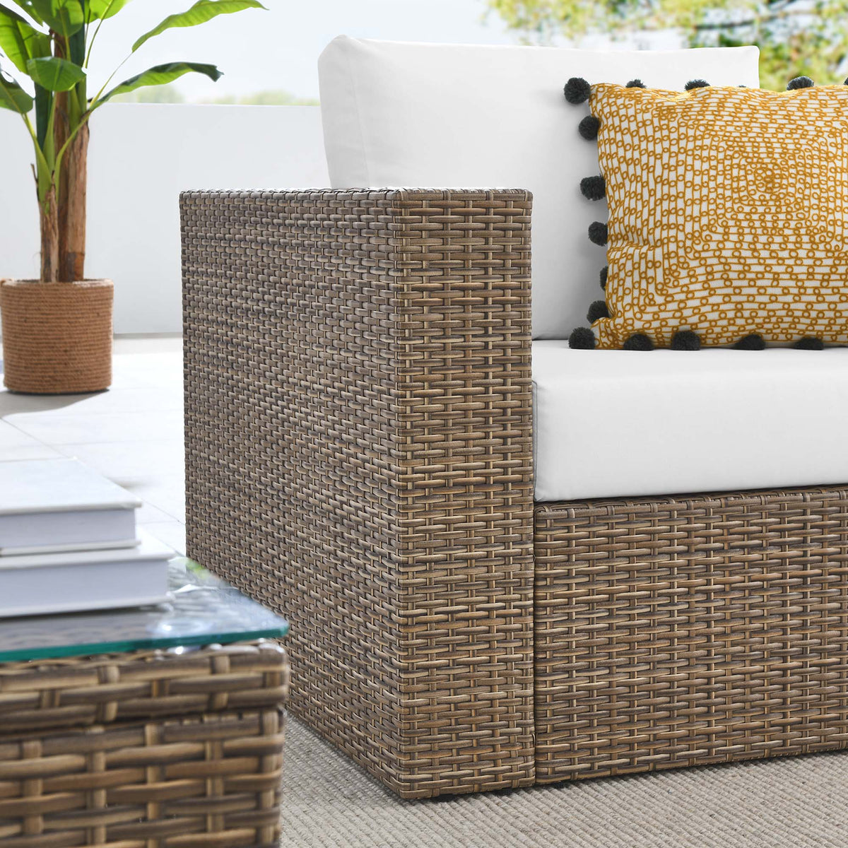 Convene 3-Piece Outdoor Patio Furniture Set - Cappuccino White