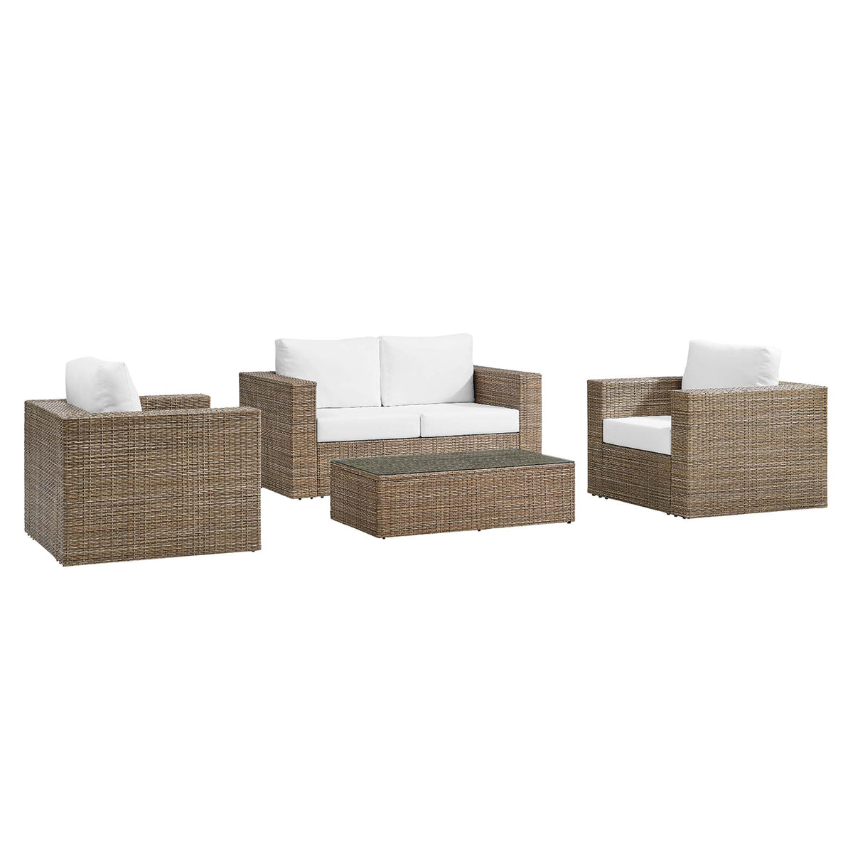 Convene 4-Piece Outdoor Patio Furniture Set - Cappuccino White