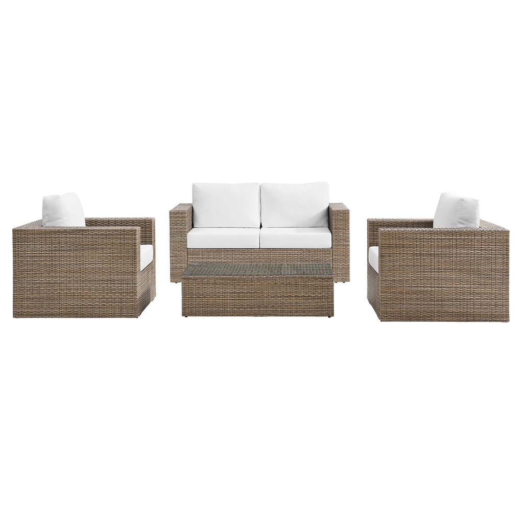 Convene 4-Piece Outdoor Patio Furniture Set - Cappuccino White