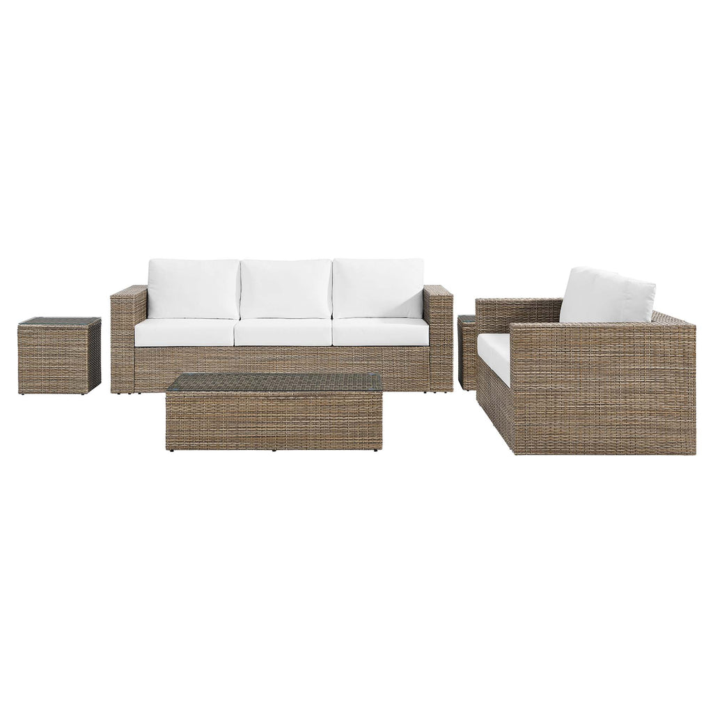 Convene 5-Piece Outdoor Patio Furniture Set - Cappuccino White