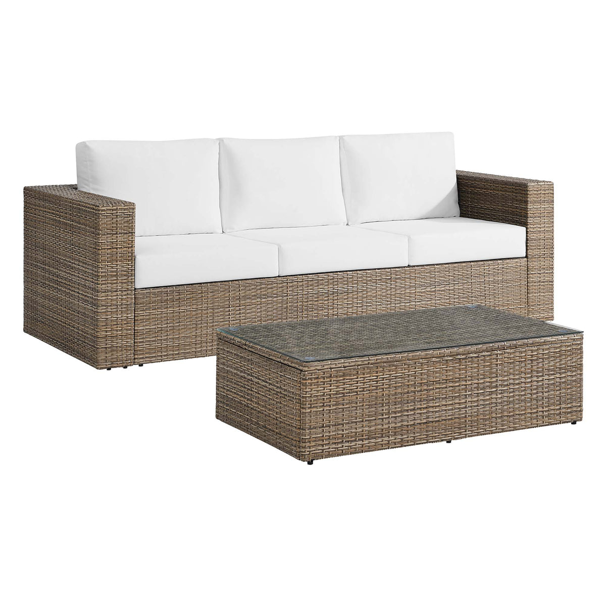 Convene 2-Piece Outdoor Patio Furniture Set - Cappuccino White