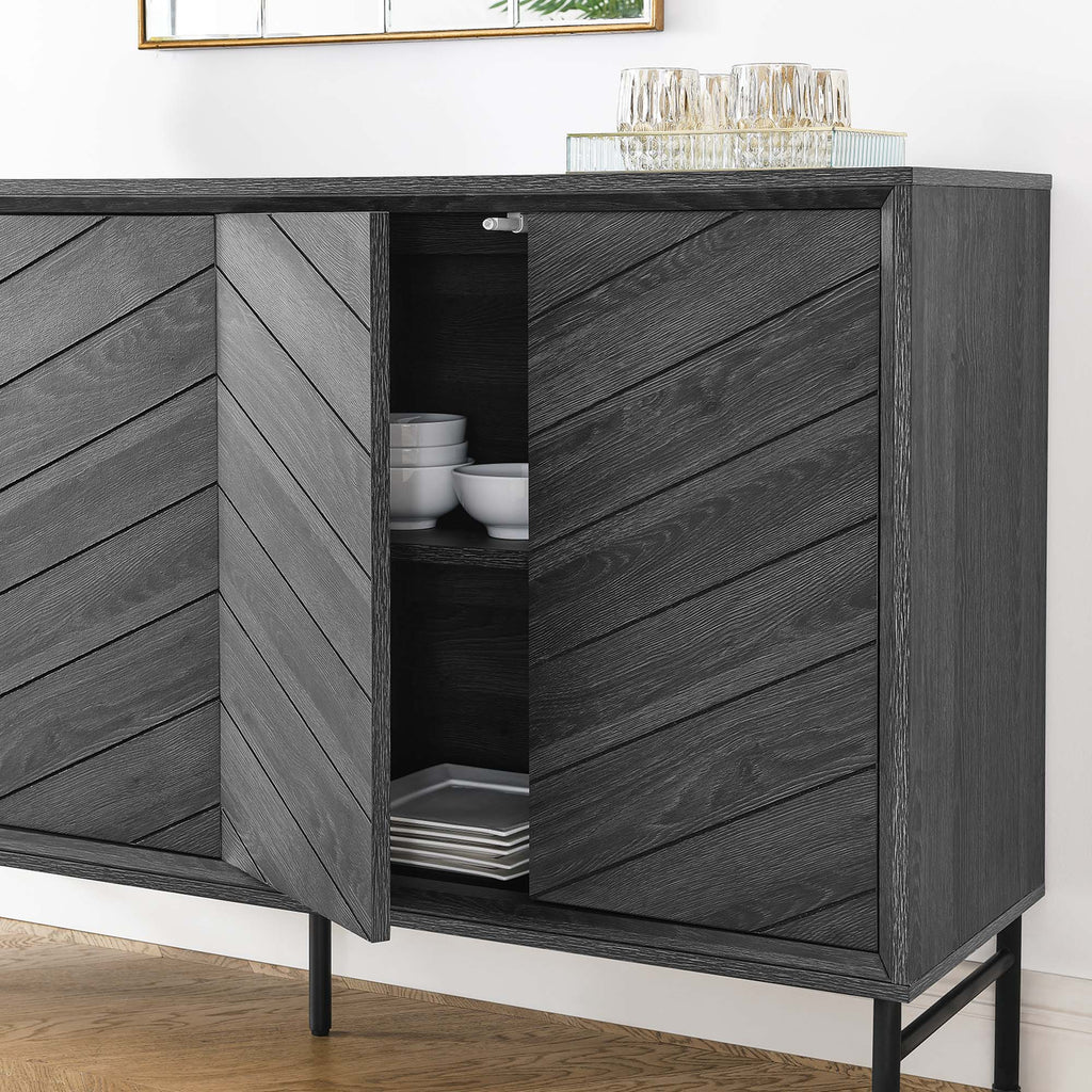 Harper Chevron Sideboard - Black