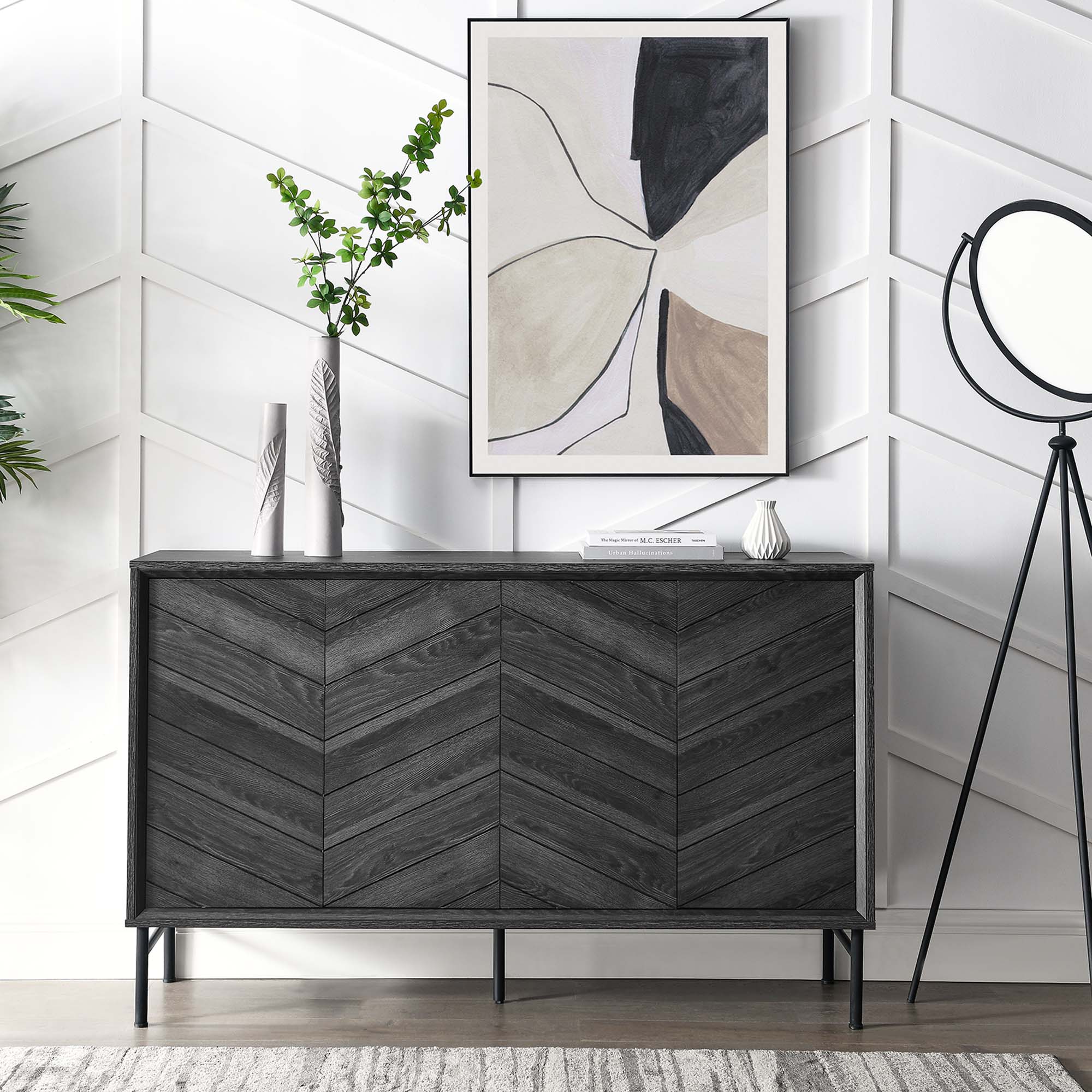 Harper Chevron Sideboard - Black