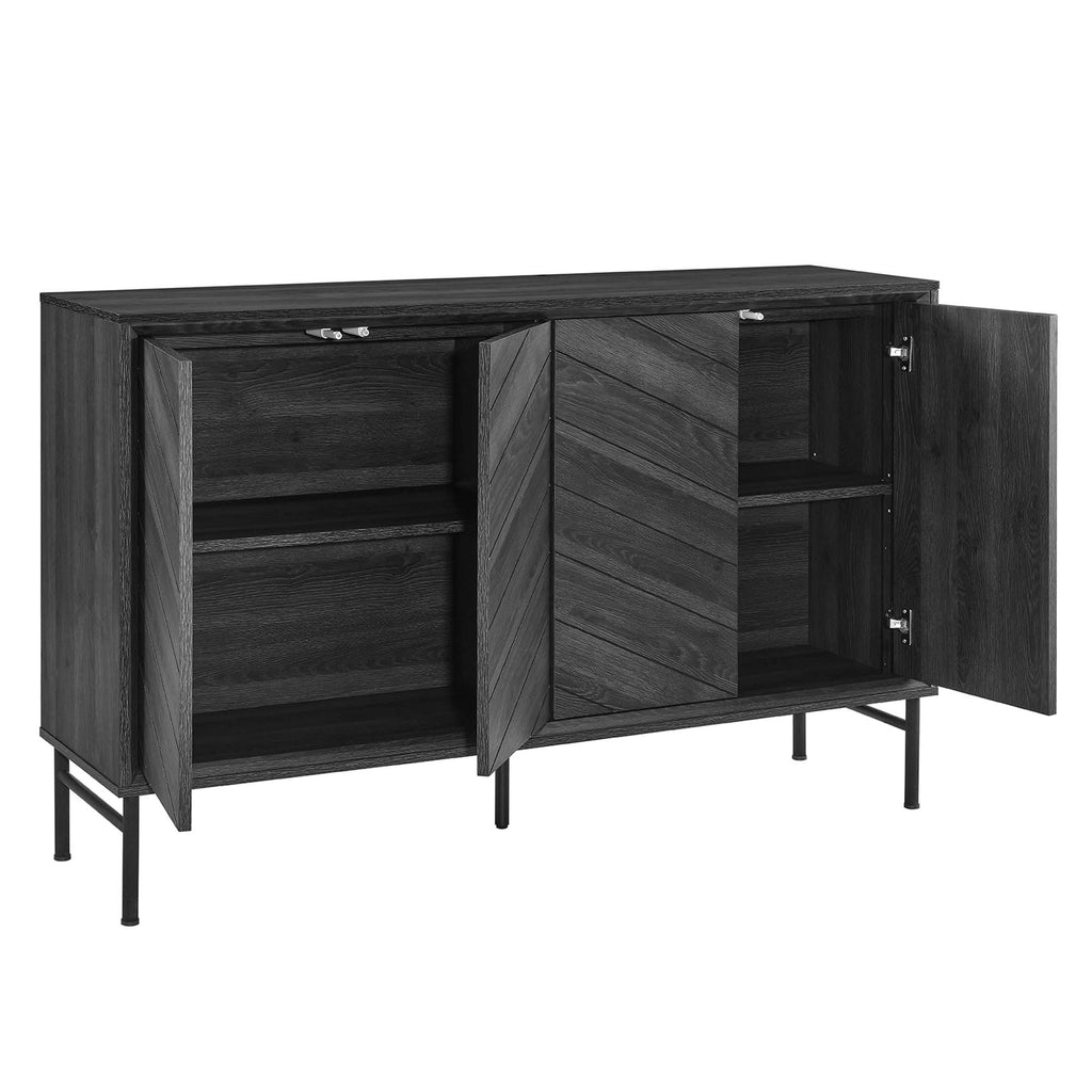 Harper Chevron Sideboard - Black