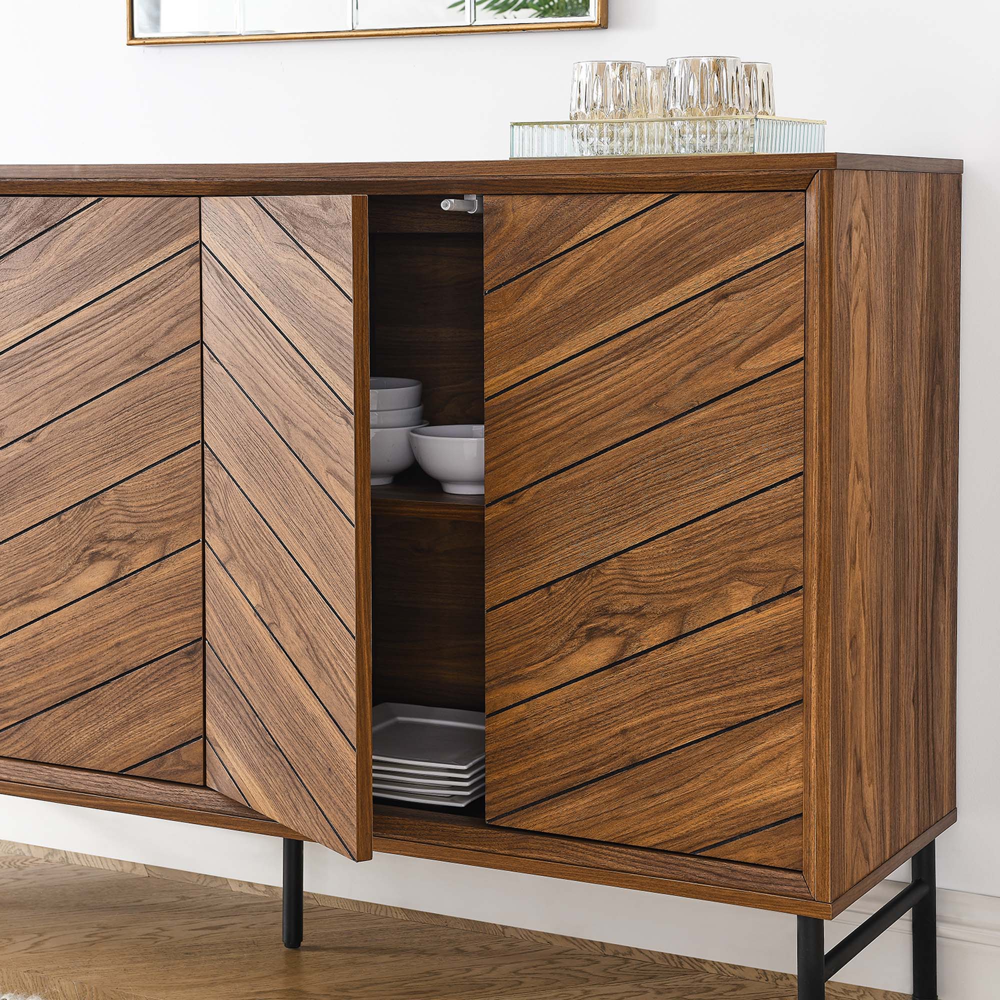 Harper Chevron Sideboard - Walnut