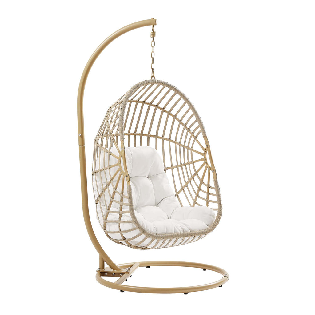 Amalie Wicker Rattan Outdoor Patio Rattan Swing Chair - Natural White