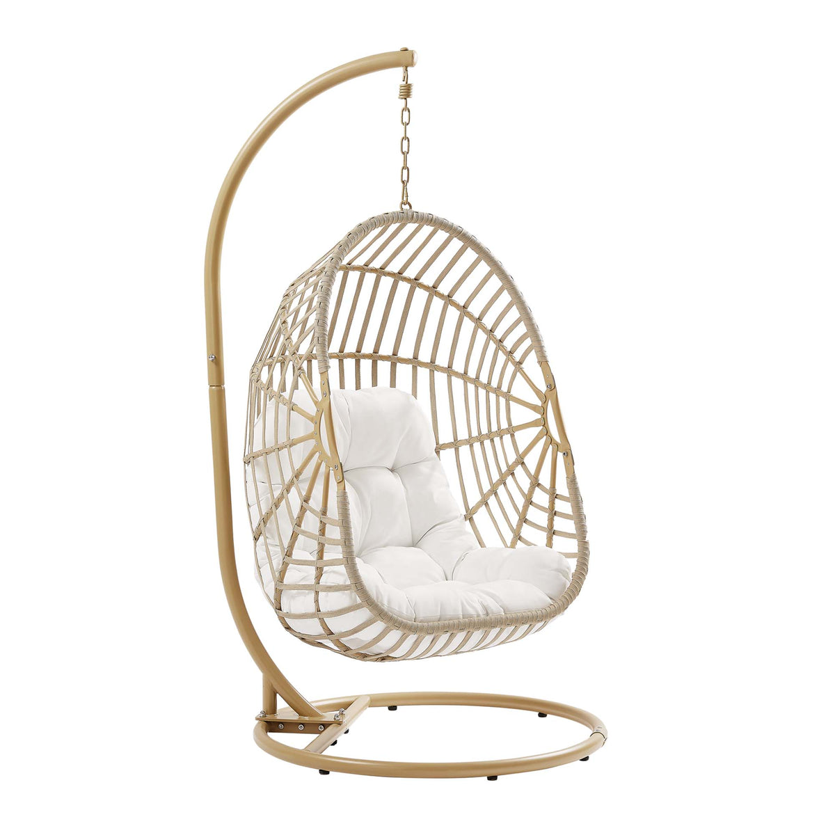 Amalie Wicker Rattan Outdoor Patio Rattan Swing Chair - Natural White