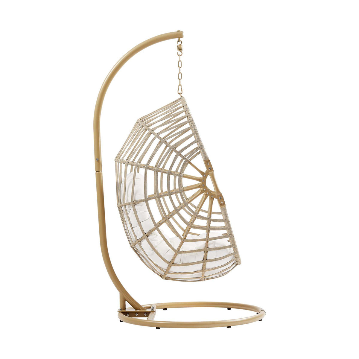 Amalie Wicker Rattan Outdoor Patio Rattan Swing Chair - Natural White