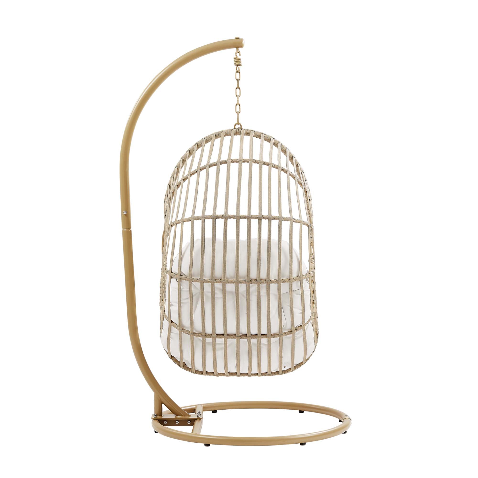Amalie Wicker Rattan Outdoor Patio Rattan Swing Chair - Natural White