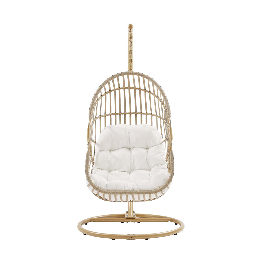 Amalie Wicker Rattan Outdoor Patio Rattan Swing Chair - Natural White