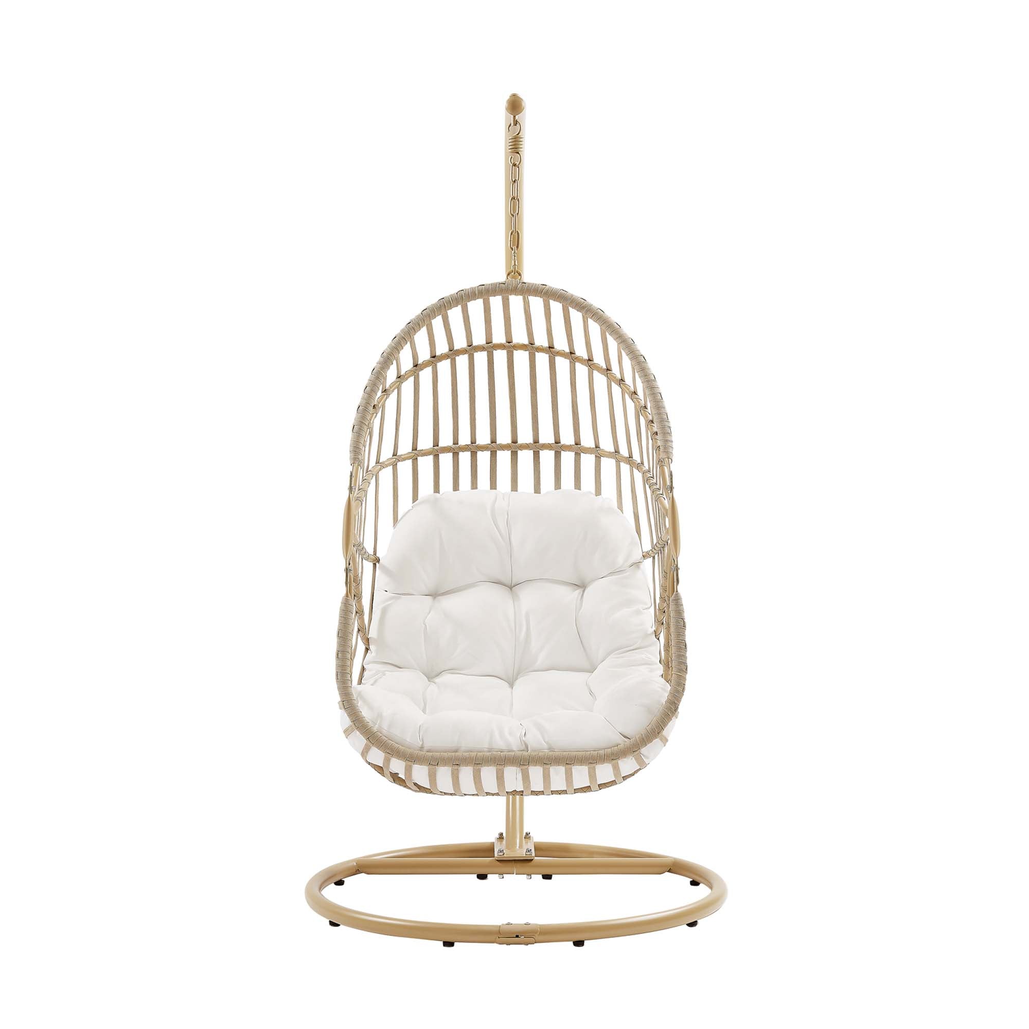 Amalie Wicker Rattan Outdoor Patio Rattan Swing Chair - Natural White