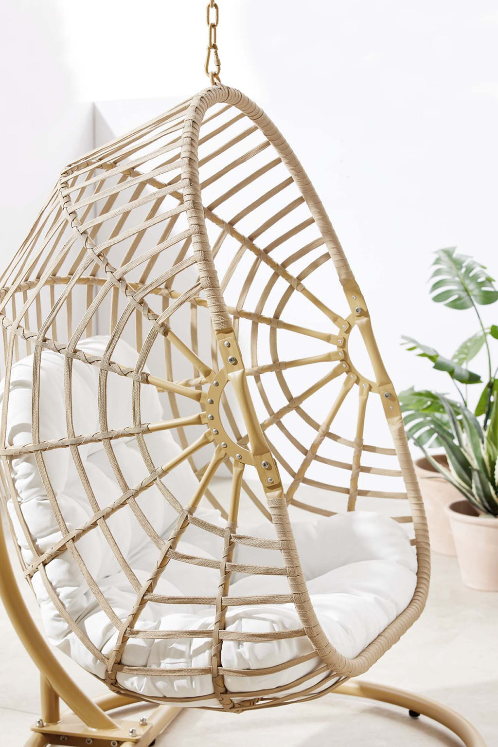 Amalie Wicker Rattan Outdoor Patio Rattan Swing Chair - Natural White