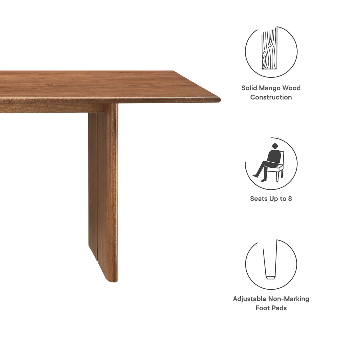 Amistad 86" Wood Dining Table - Walnut