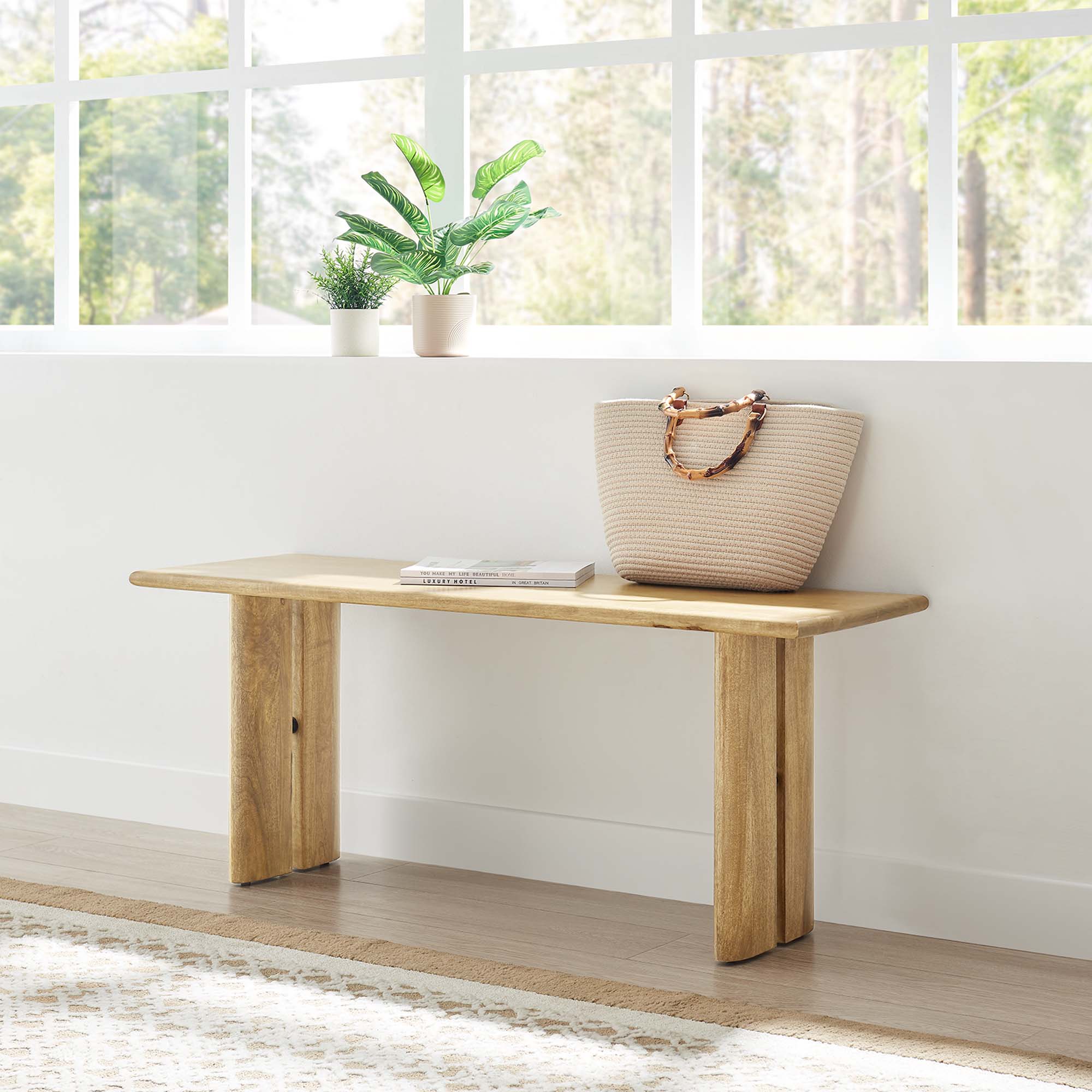 Amistad 46" Wood Bench - Oak