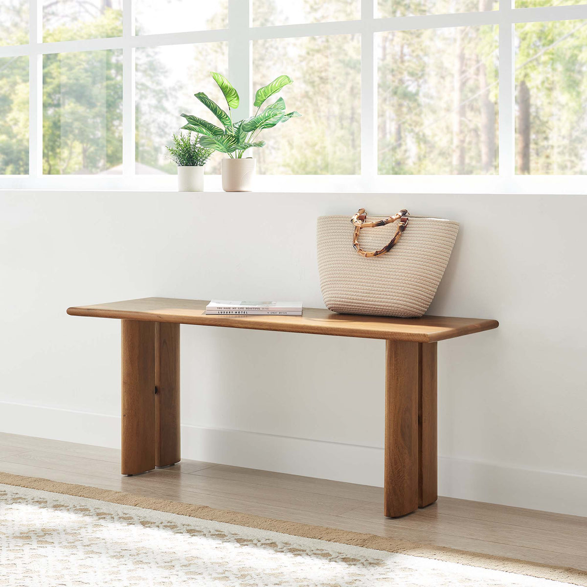 Amistad 46" Wood Bench - Walnut