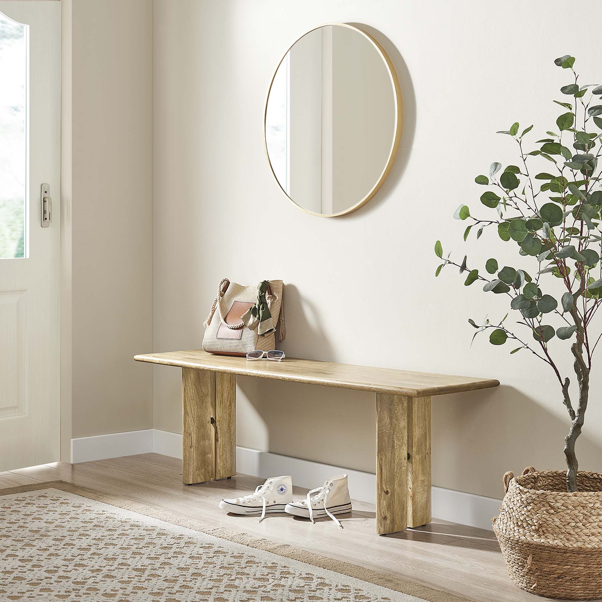 Amistad 58" Wood Bench - Oak