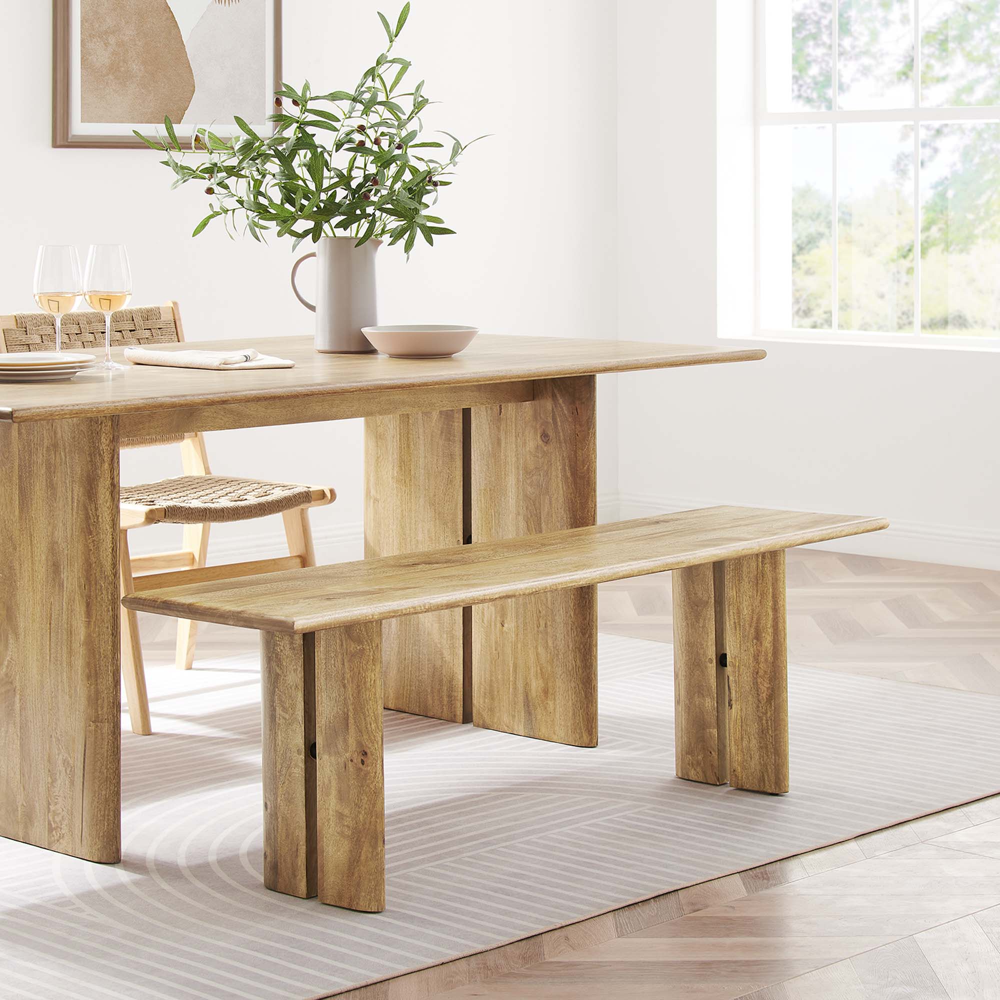 Amistad 58" Wood Bench - Oak