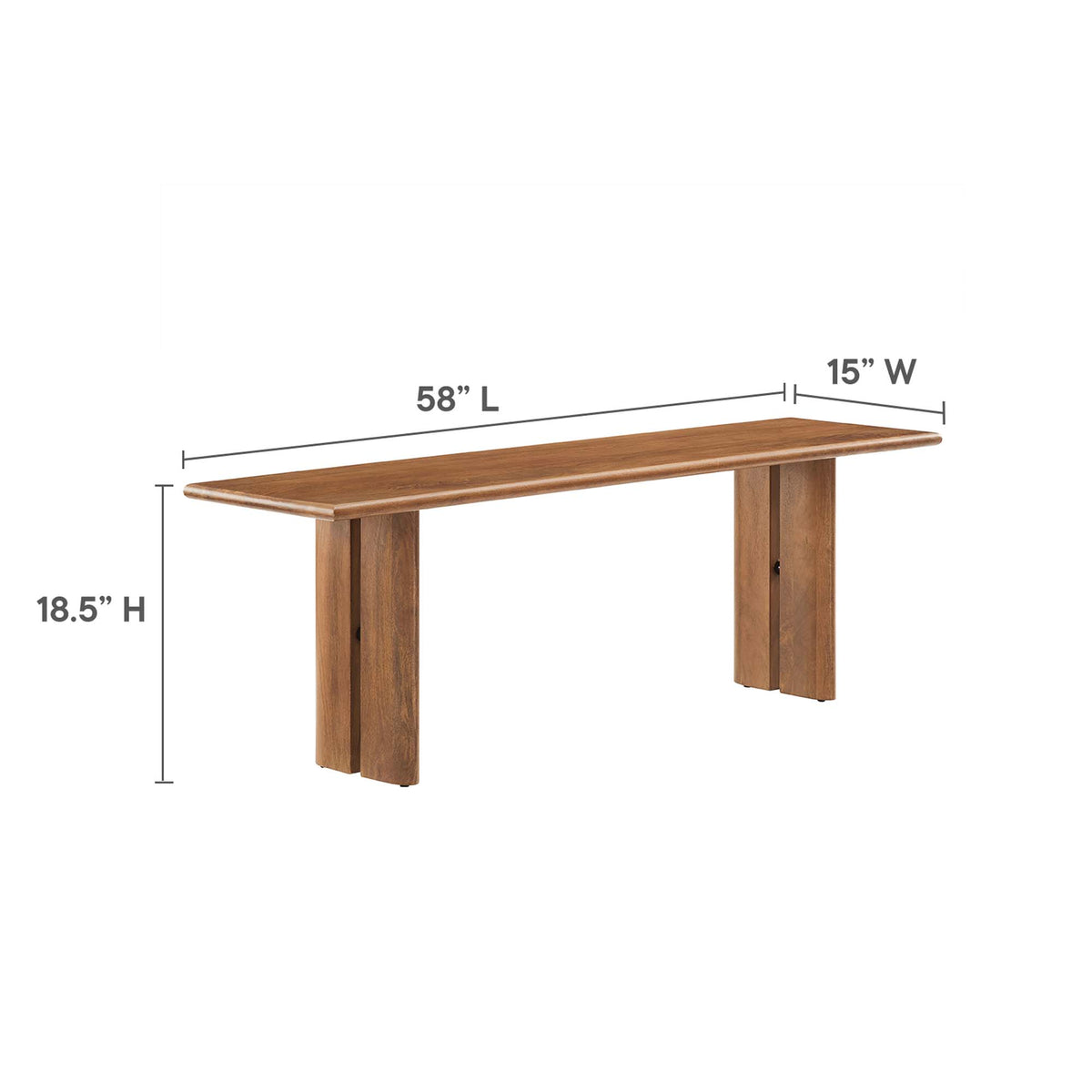Amistad 58" Wood Bench - Walnut