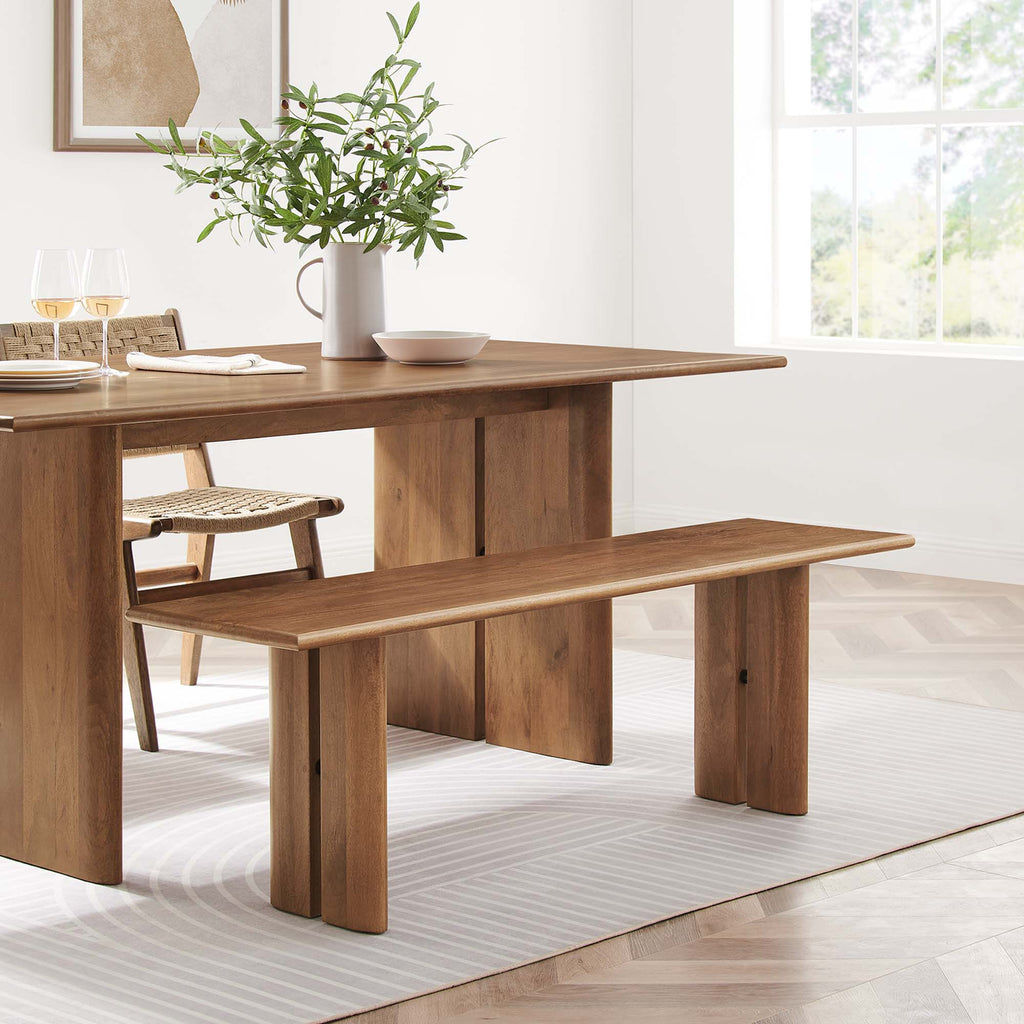 Amistad 58" Wood Bench - Walnut