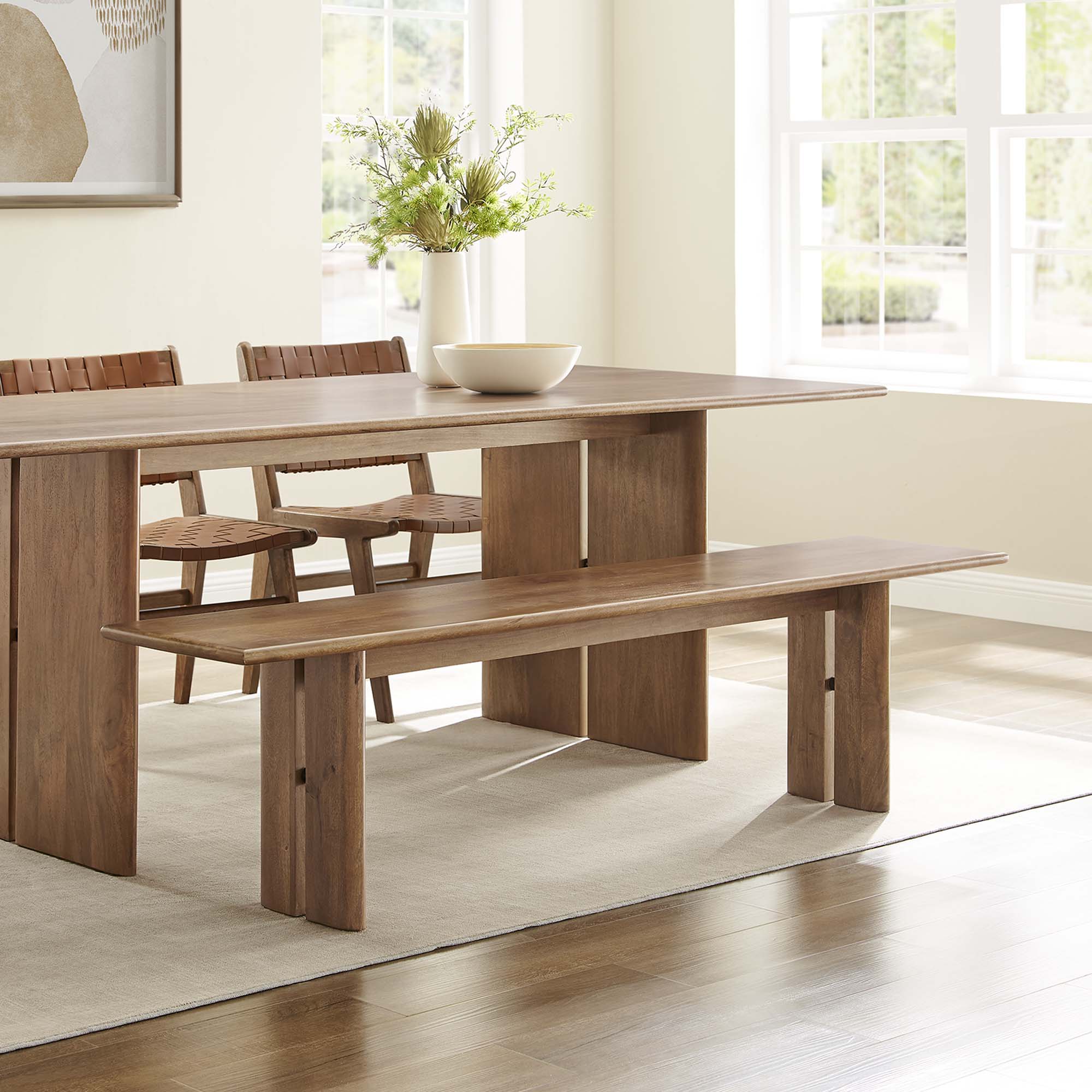 Amistad 72" Wood Bench - Walnut