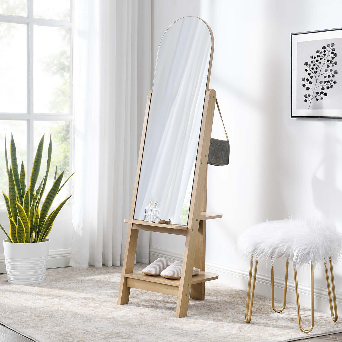 Ascend Standing Mirror - Oak