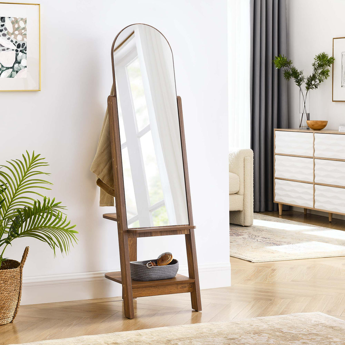 Ascend Standing Mirror - Walnut