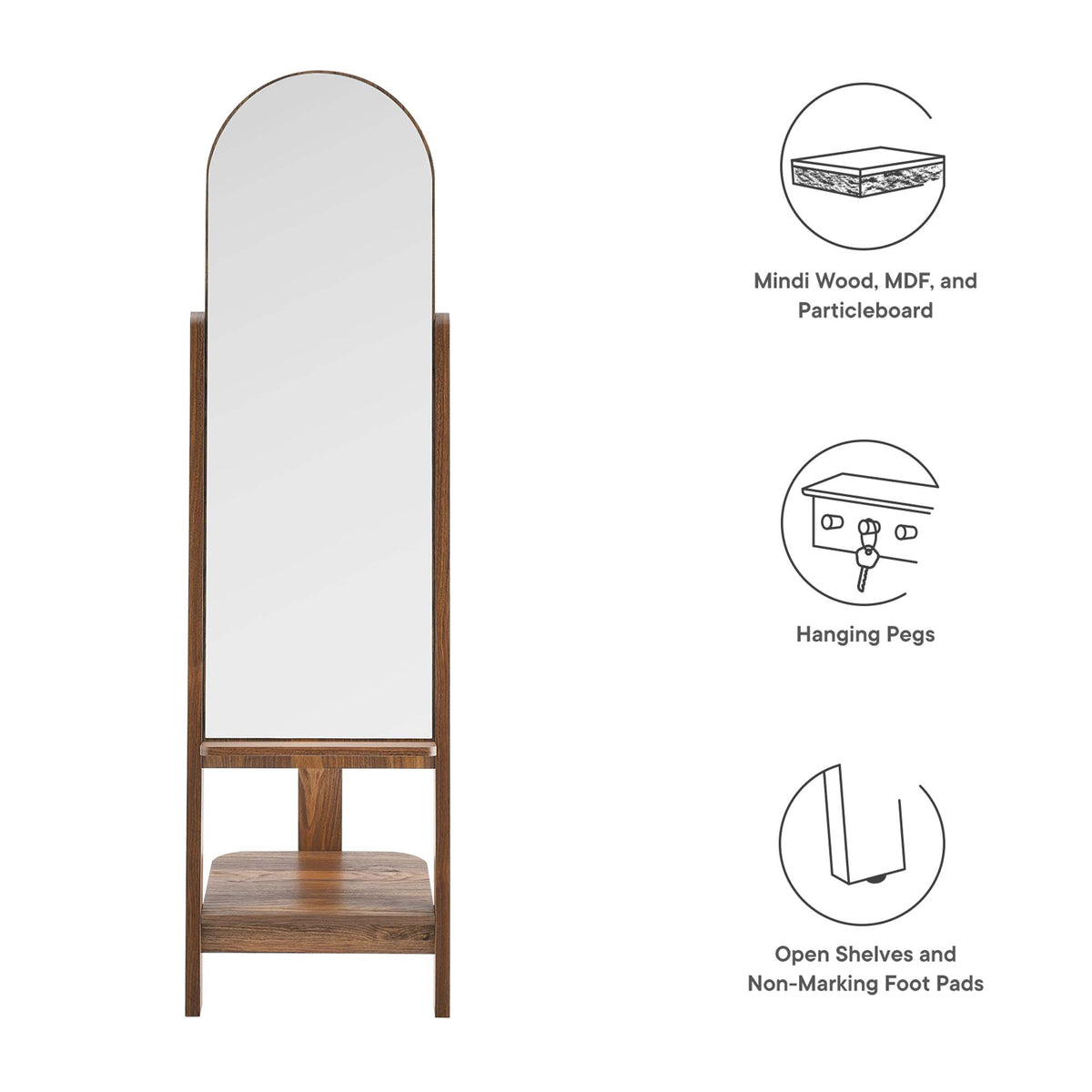 Ascend Standing Mirror - Walnut