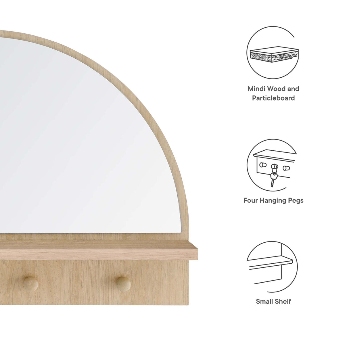 Moonbeam Arched Mirror - Oak