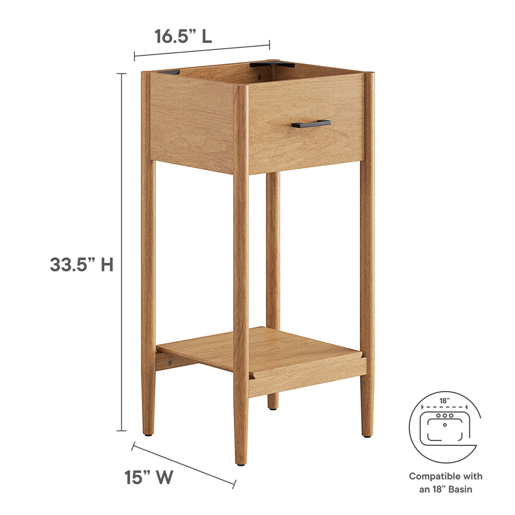 Zaire 18" Bathroom Vanity Cabinet (Sink Basin Not Included) - Natural