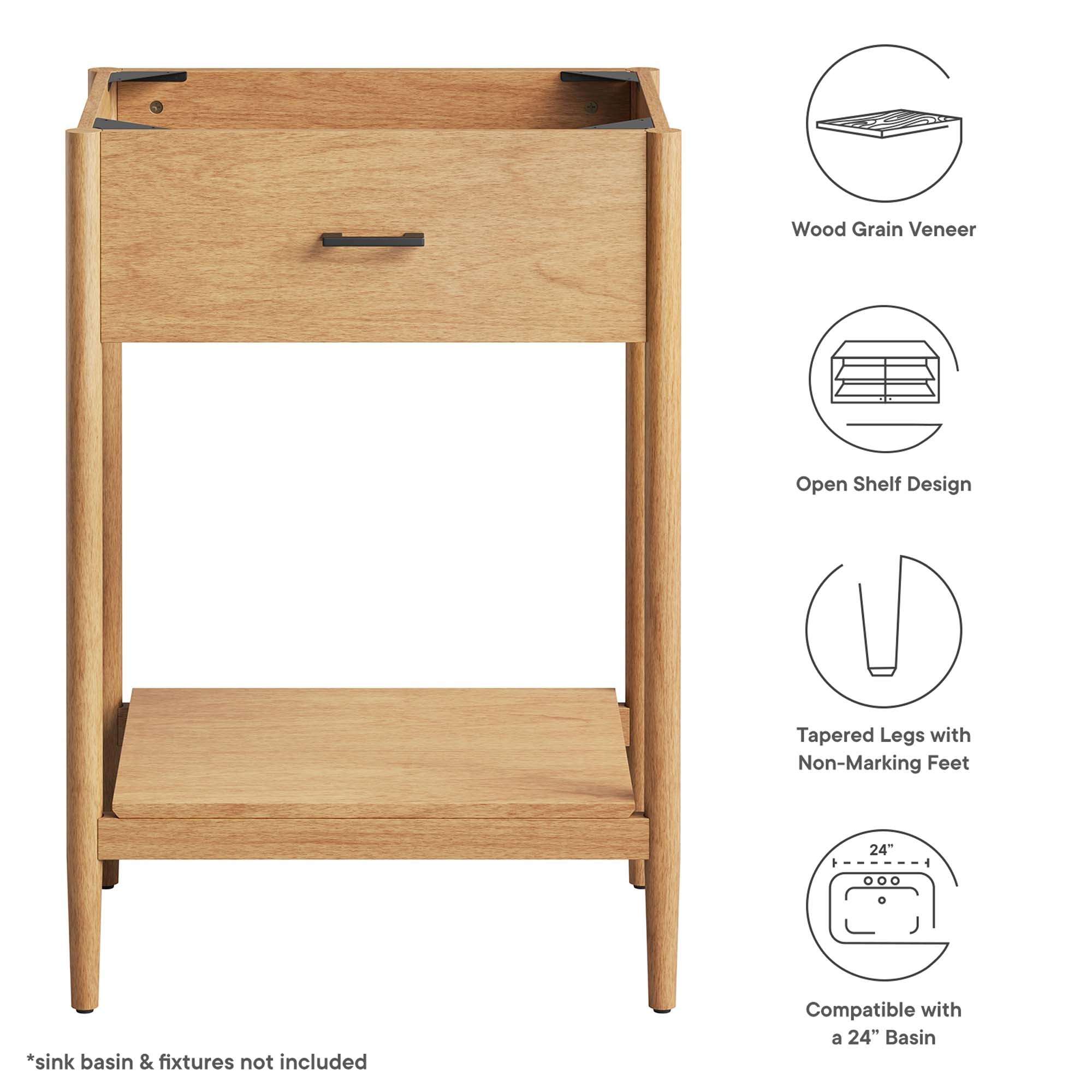 Zaire 24" Bathroom Vanity Cabinet (Sink Basin Not Included) - Natural
