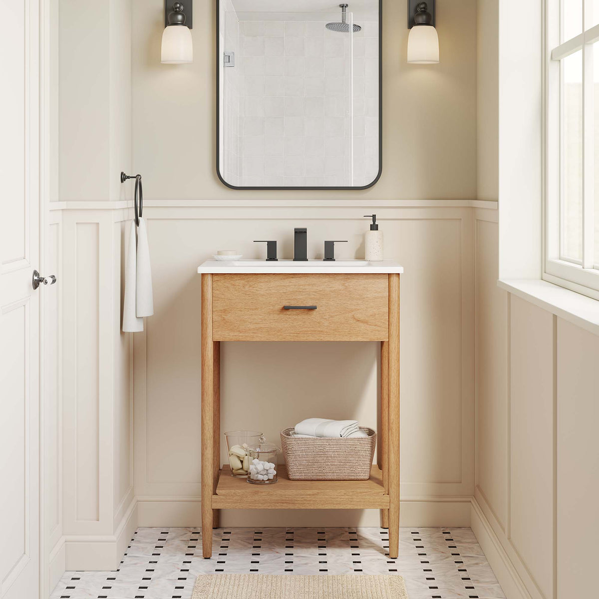 Zaire 24" Bathroom Vanity Cabinet (Sink Basin Not Included) - Natural
