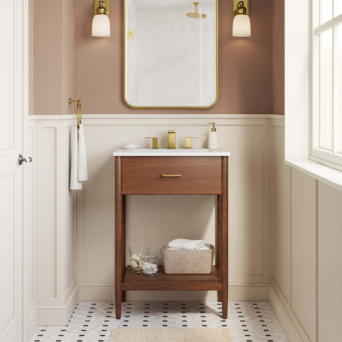 Zaire 24" Bathroom Vanity Cabinet (Sink Basin Not Included) - Walnut