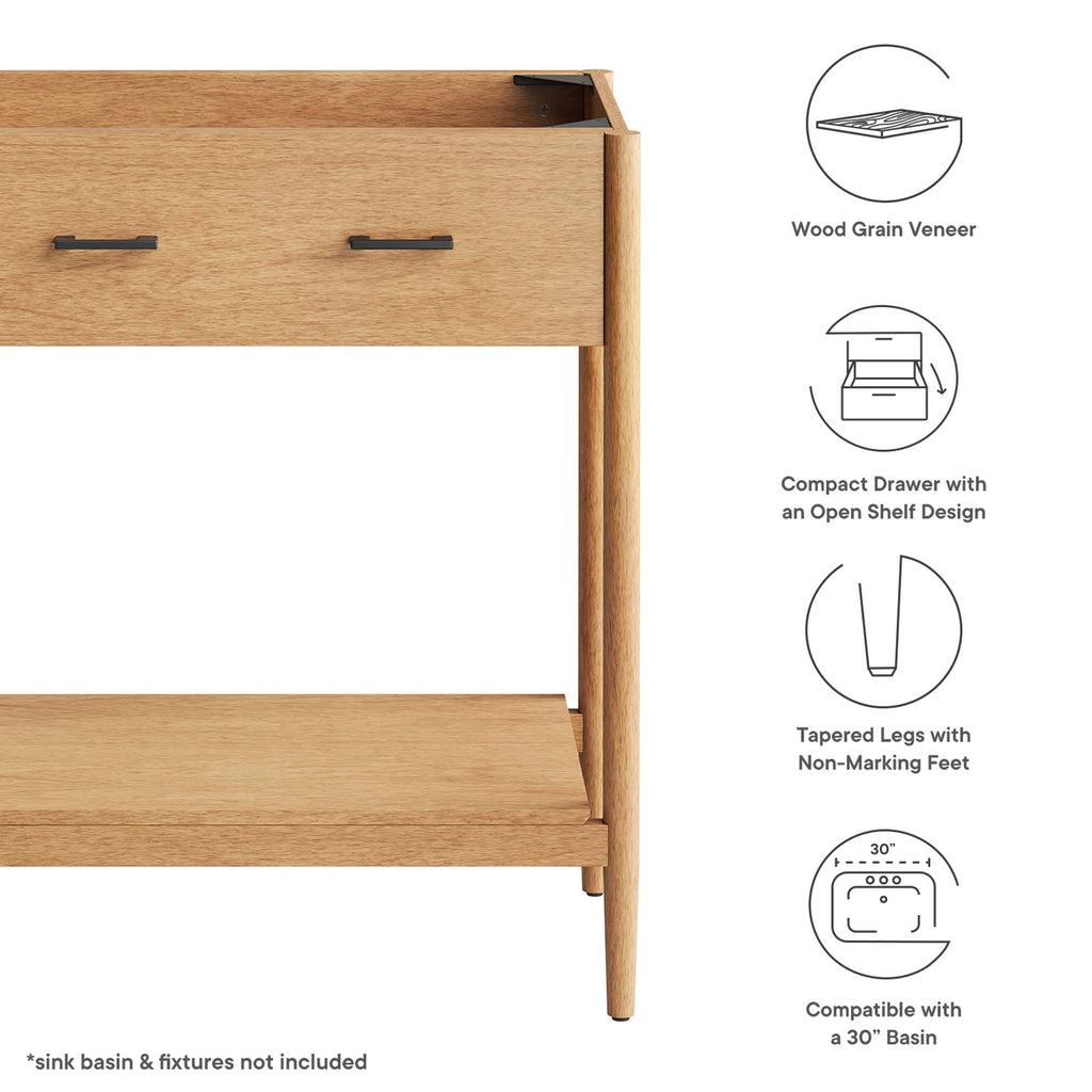 Zaire 30" Bathroom Vanity Cabinet (Sink Basin Not Included) - Natural