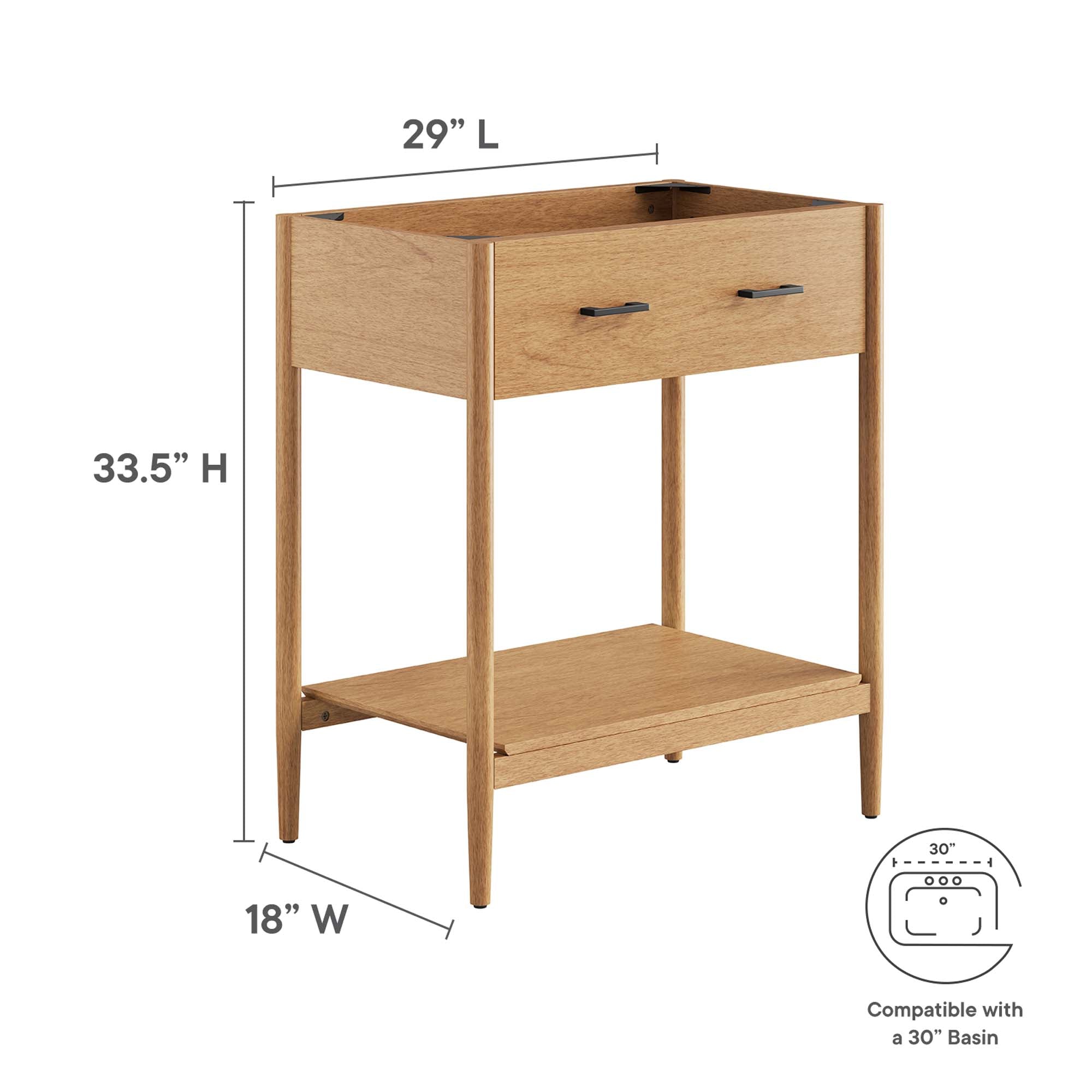 Zaire 30" Bathroom Vanity Cabinet (Sink Basin Not Included) - Natural
