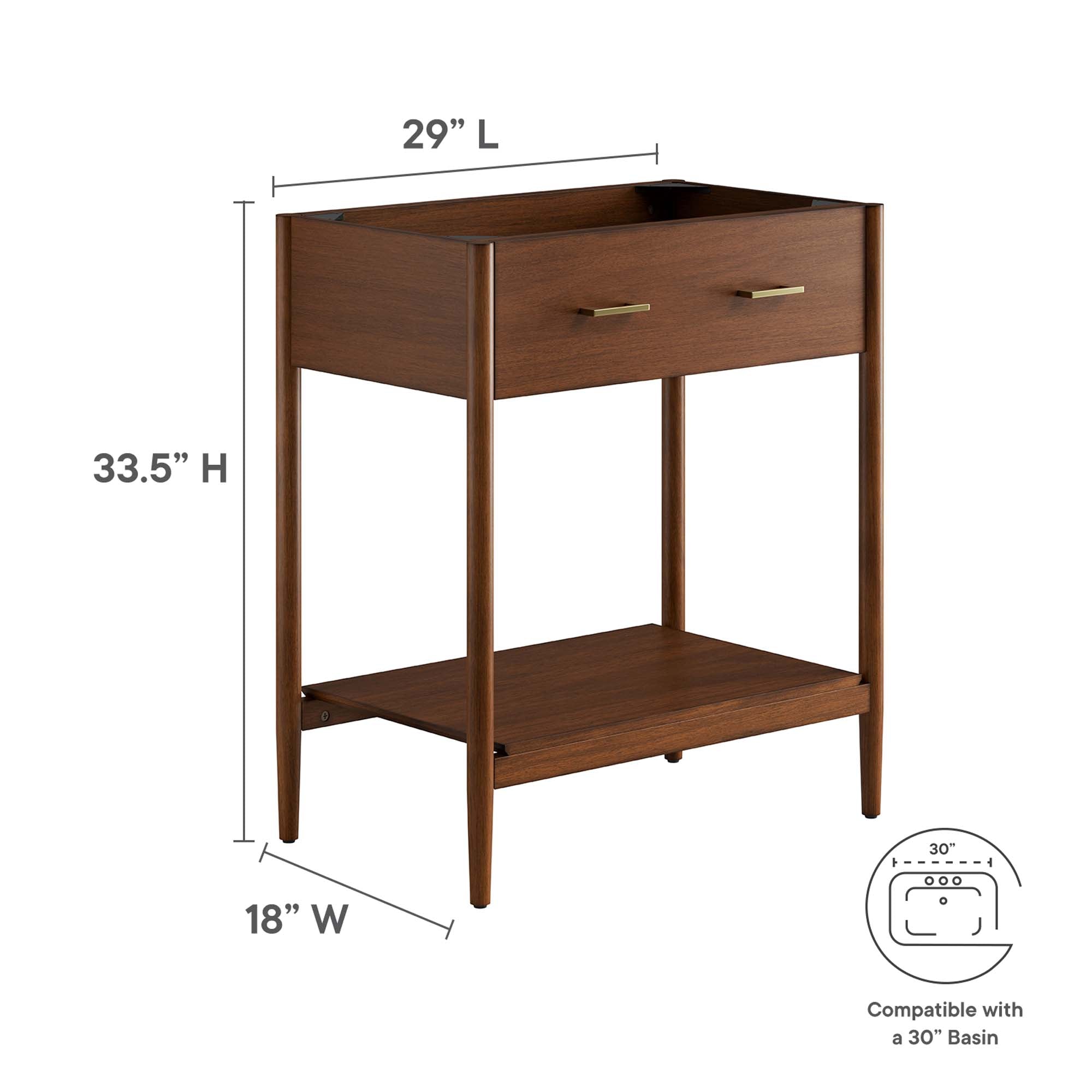 Zaire 30" Bathroom Vanity Cabinet (Sink Basin Not Included) - Walnut