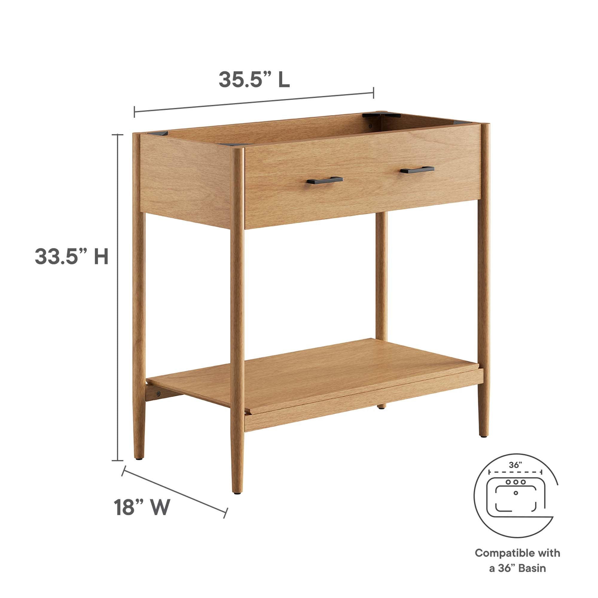 Zaire 36" Bathroom Vanity Cabinet (Sink Basin Not Included) - Natural
