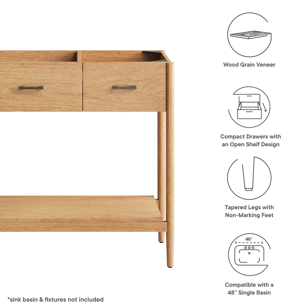 Zaire 48" Single Sink Compatible Bathroom Vanity Cabinet (Sink Basin Not Included) - Natural