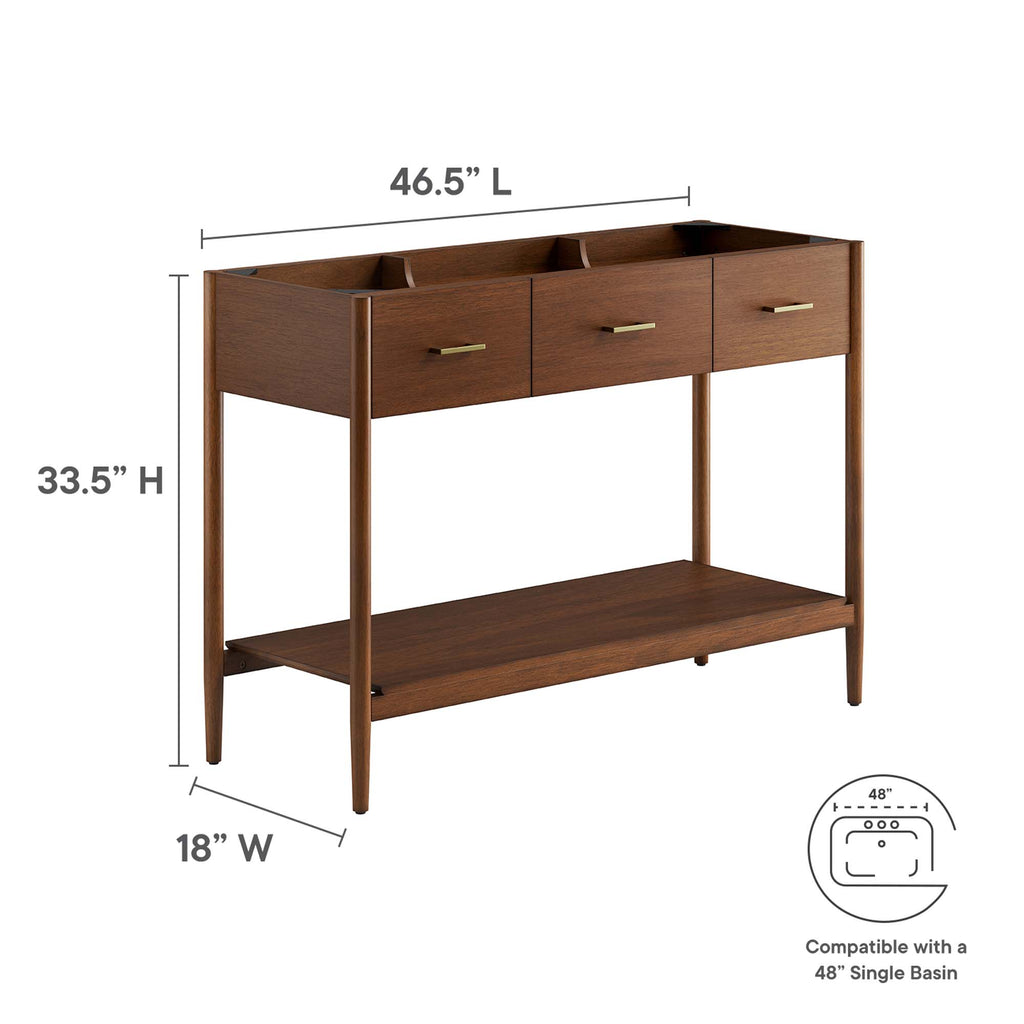 Zaire 48" Single Sink Compatible Bathroom Vanity Cabinet (Sink Basin Not Included) - Walnut