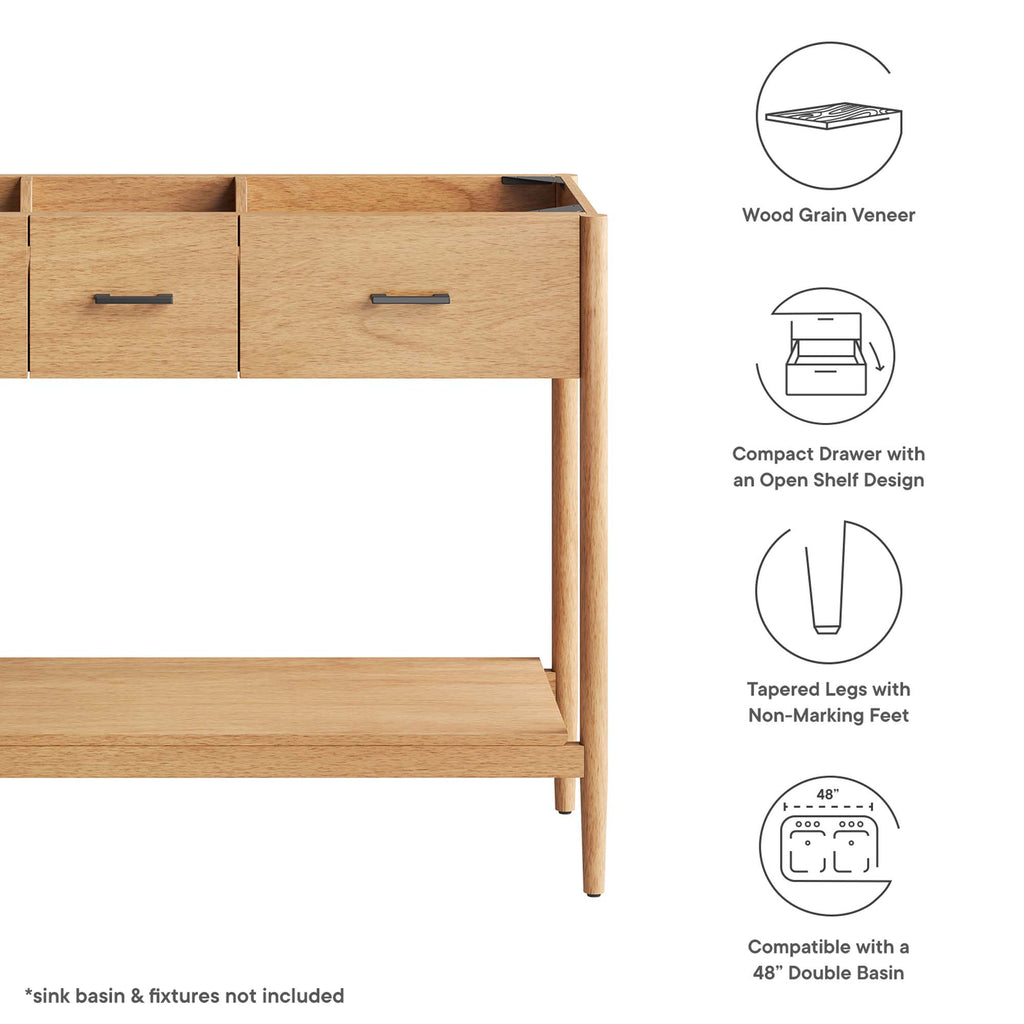 Zaire 48" Double Sink Compatible Bathroom Vanity Cabinet (Sink Basin Not Included) - Natural