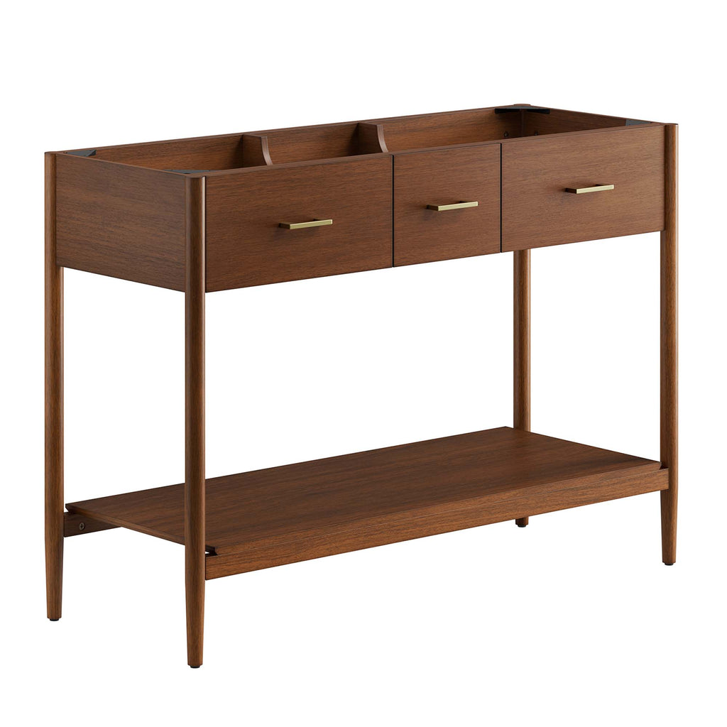 Zaire 48" Double Sink Compatible Bathroom Vanity Cabinet (Sink Basin Not Included) - Walnut