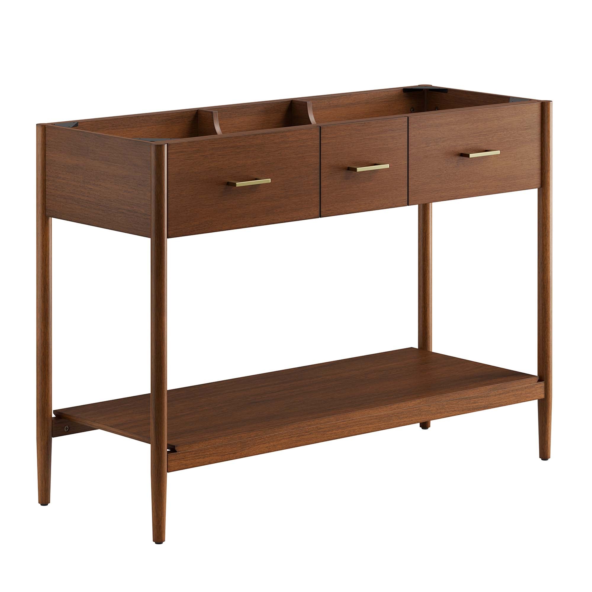 Zaire 48" Double Sink Compatible Bathroom Vanity Cabinet (Sink Basin Not Included) - Walnut