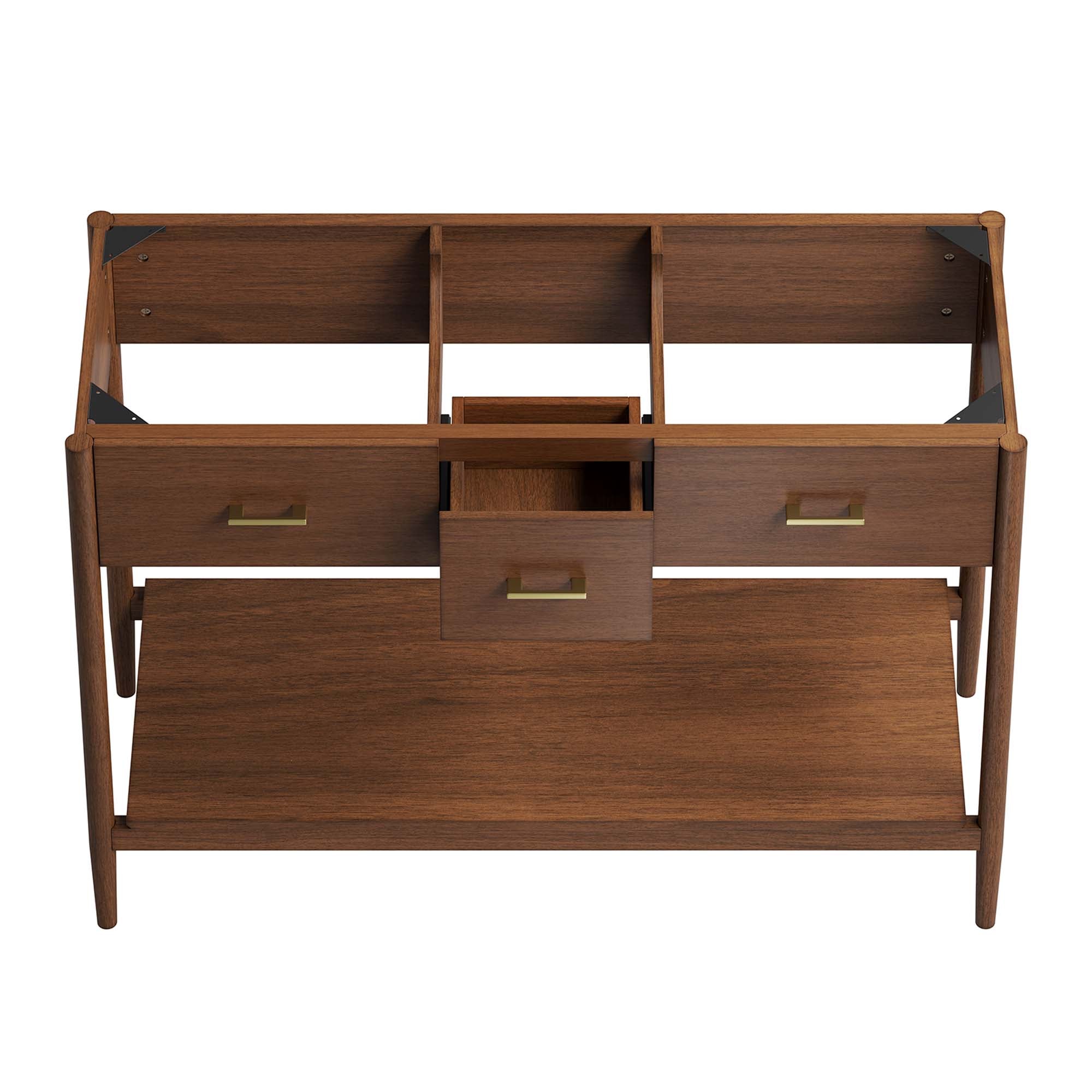 Zaire 48" Double Sink Compatible Bathroom Vanity Cabinet (Sink Basin Not Included) - Walnut
