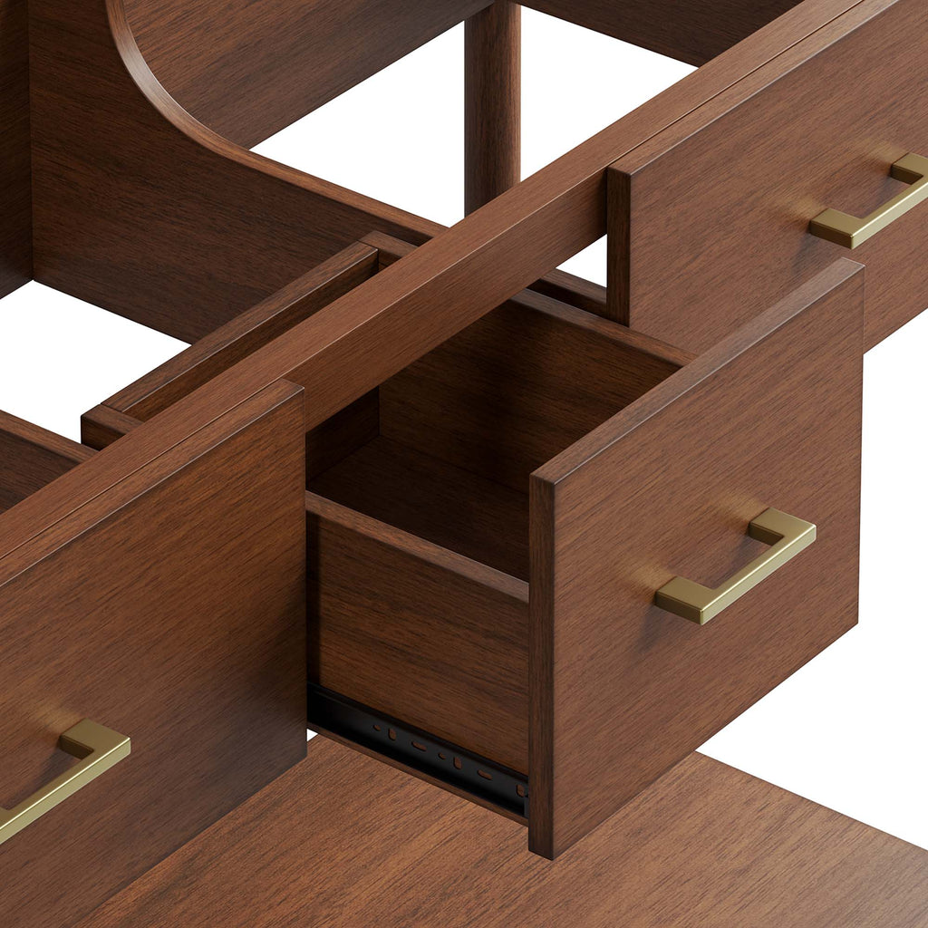 Zaire 48" Double Sink Compatible Bathroom Vanity Cabinet (Sink Basin Not Included) - Walnut