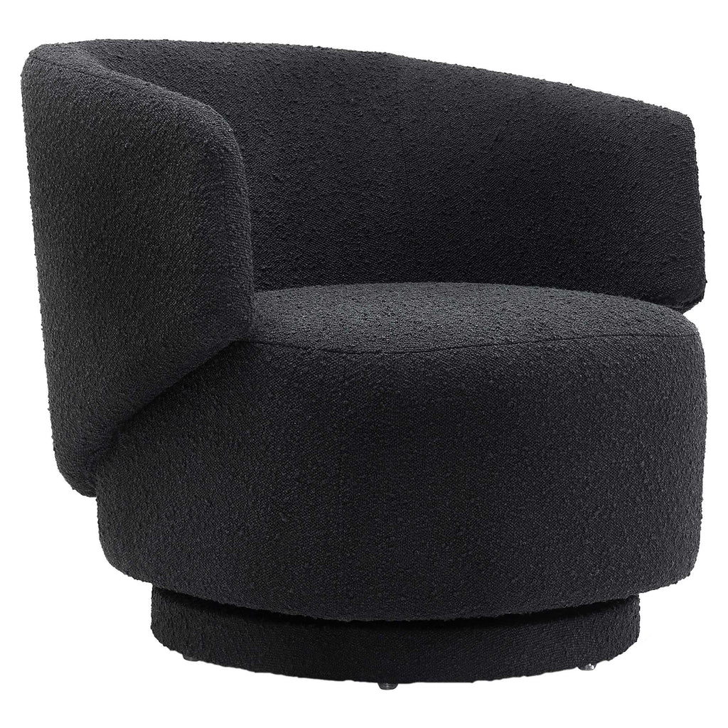 Celestia Boucle Fabric Swivel Chair - Black