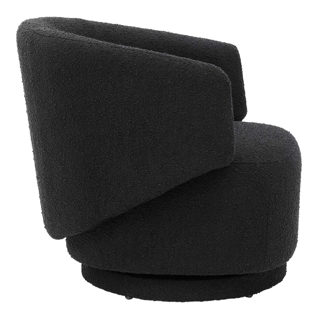 Celestia Boucle Fabric Swivel Chair - Black