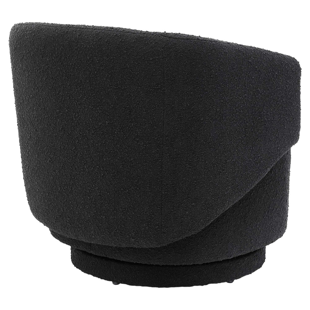Celestia Boucle Fabric Swivel Chair - Black