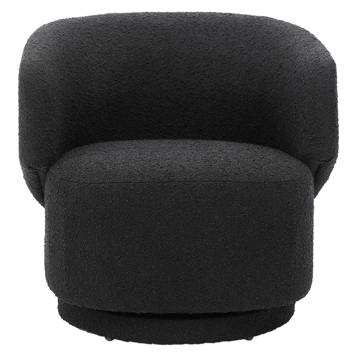 Celestia Boucle Fabric Swivel Chair - Black
